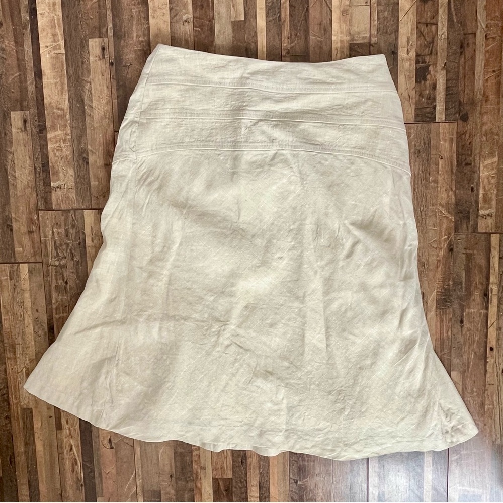 Tracy Reese Cream A-Line Linen Blend Skirt